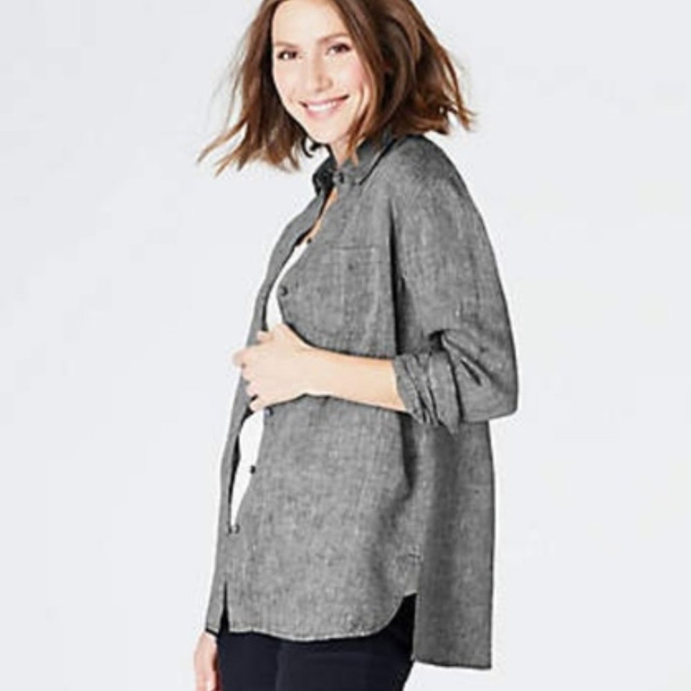 J.Jill *linen* gray button-up shirt - LP (12P-14P)